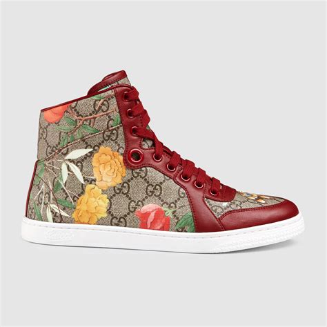 multicolor flora canvas gucci high-top sneakers|Gucci women's sneakers.